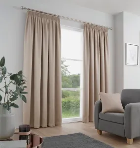 Galaxy Pair of Pencil Pleat Curtains by Fusion in Natural