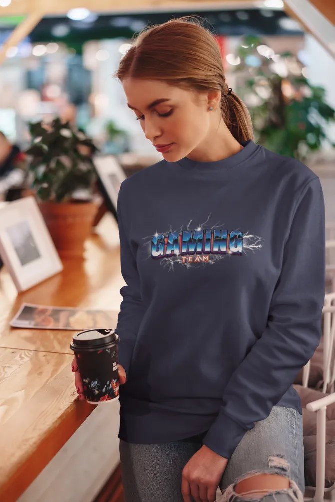 Gaming Team Navy Blue Printed Sweatshirt for women