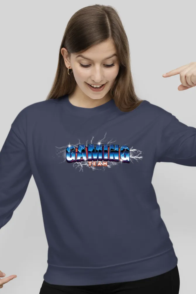 Gaming Team Navy Blue Printed Sweatshirt for women