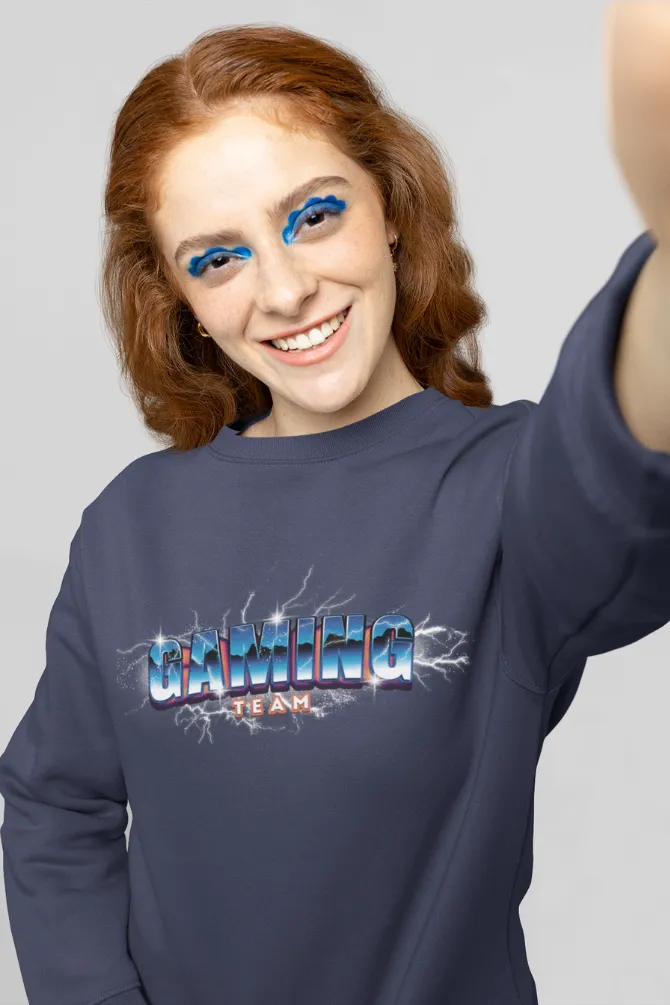 Gaming Team Navy Blue Printed Sweatshirt for women