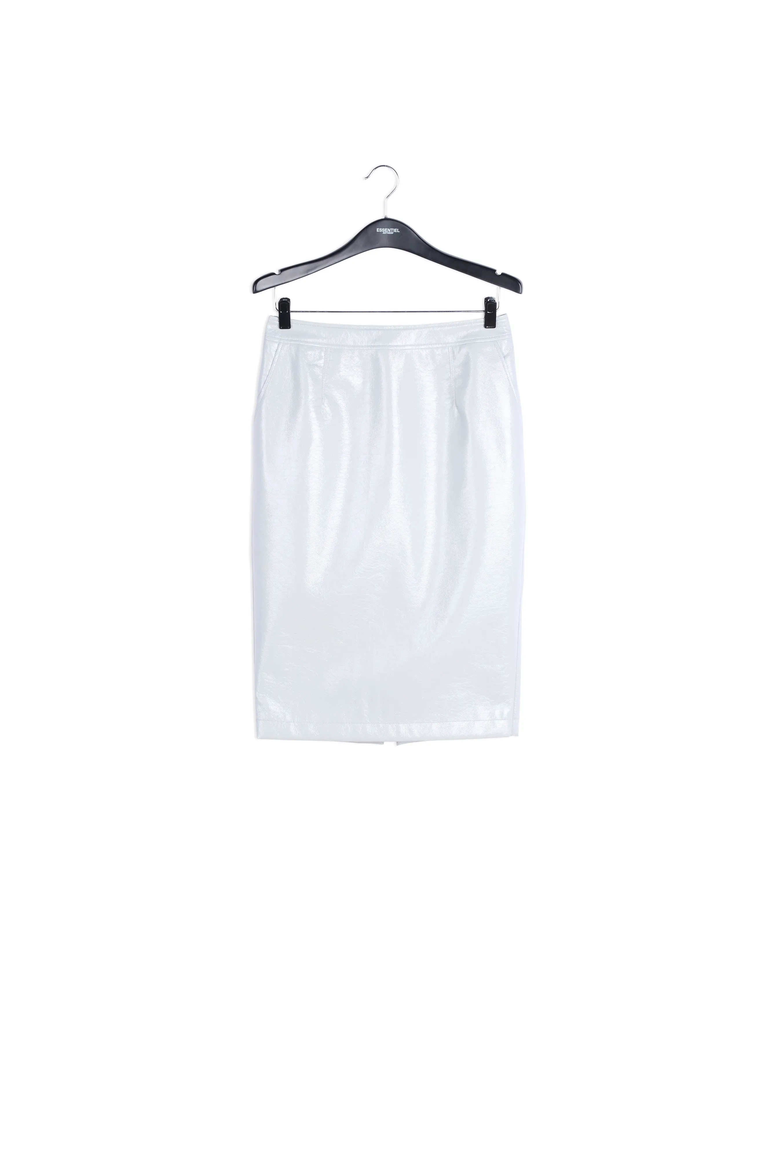 Grey faux patent-leather pencil skirt