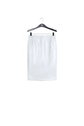 Grey faux patent-leather pencil skirt