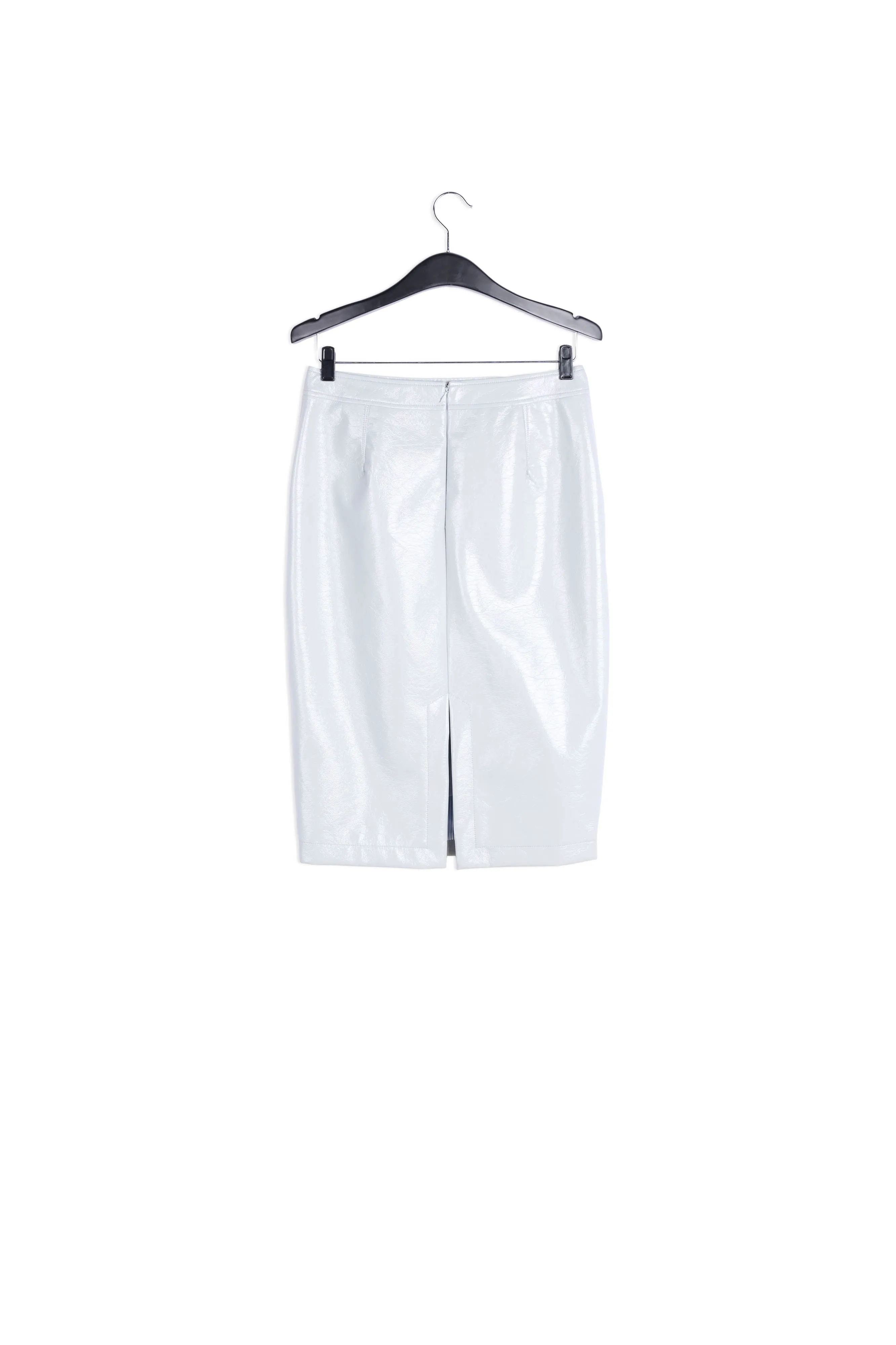 Grey faux patent-leather pencil skirt