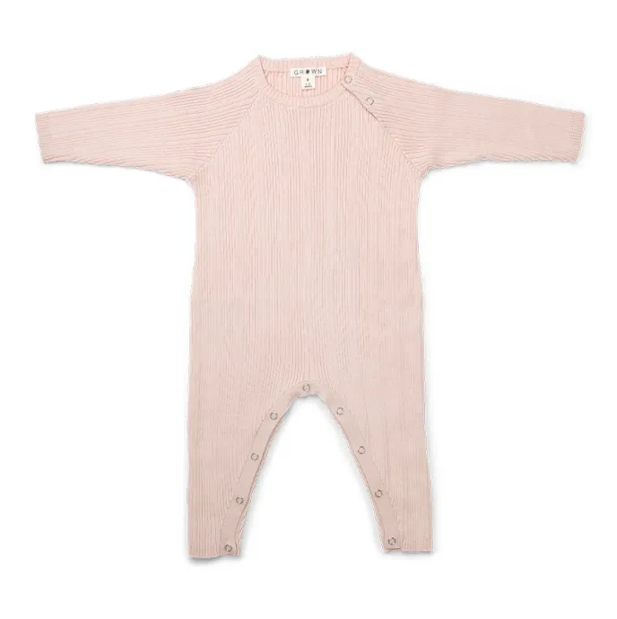 GROWN ORGANIC RIBBED JUMPSUIT: PINK SALT