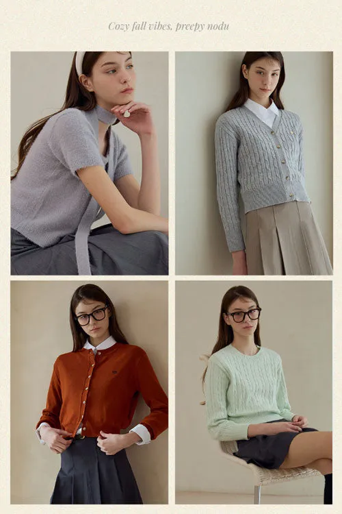 Hairy Half Sleave Knit [Blue]