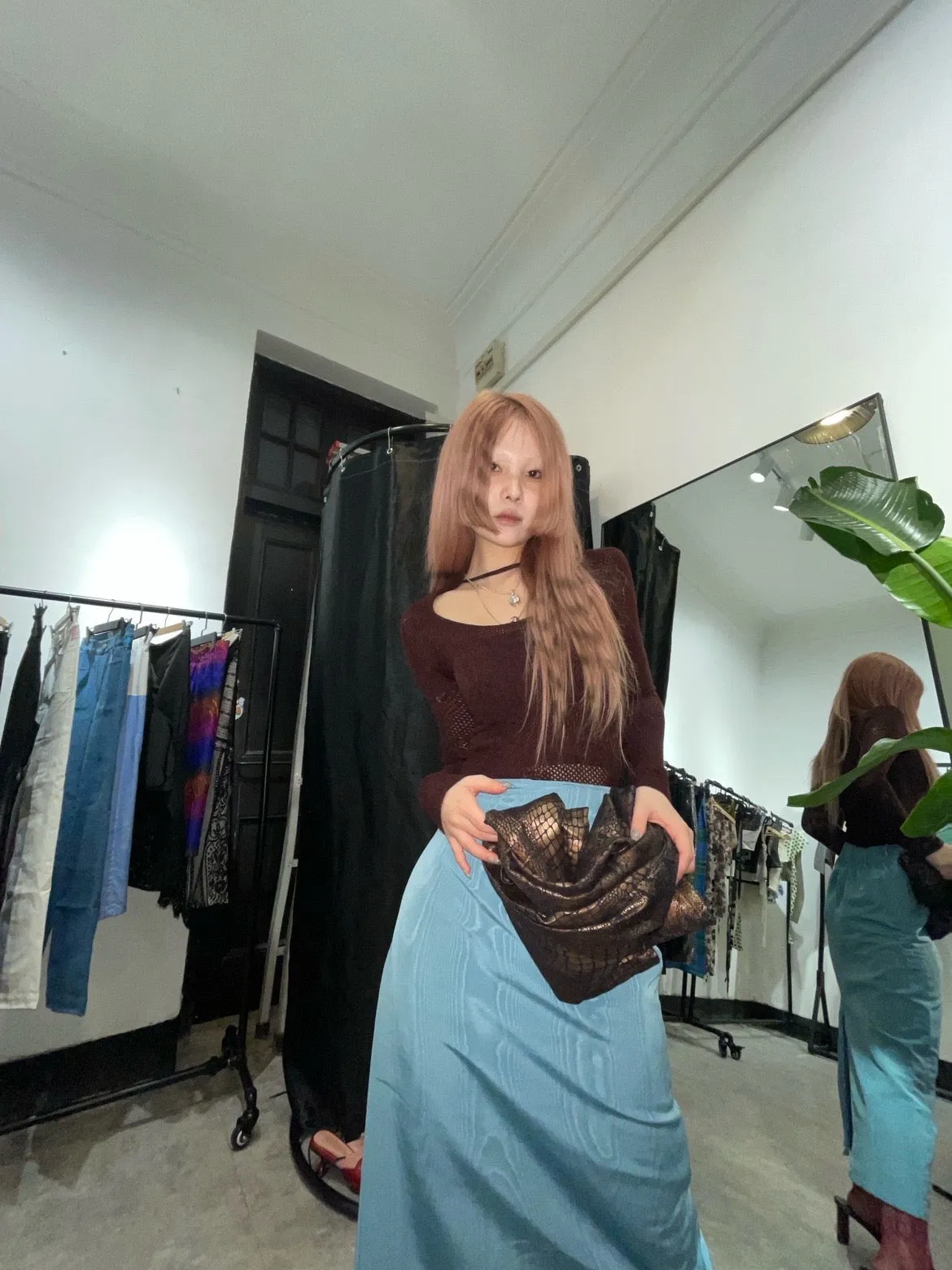 Heart-shape dark purple Knit Top
