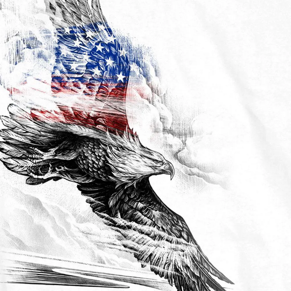 Hot Leathers GMS1479 Men's Short Sleeve Pencil Eagle Patriotic White