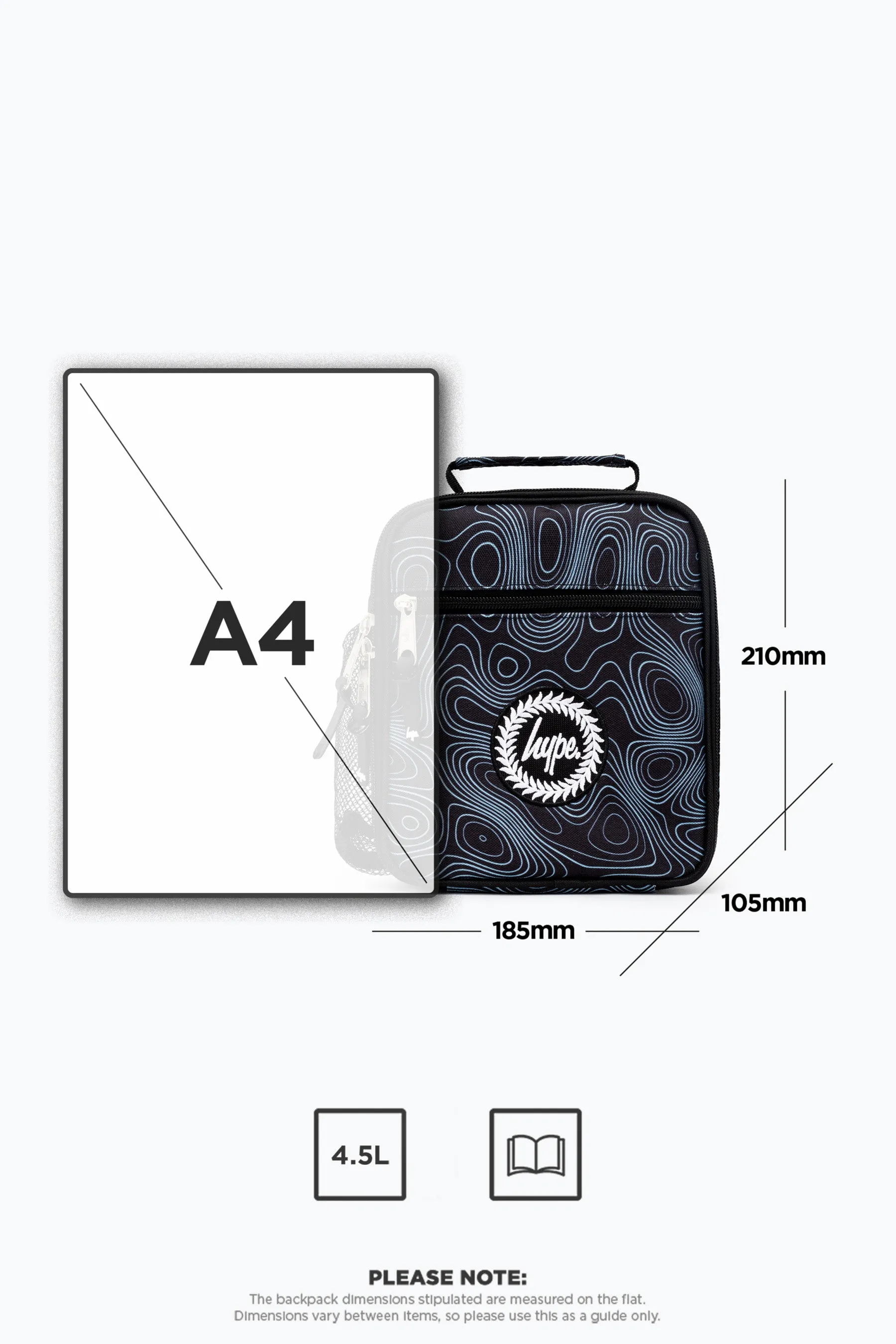 Hype Unisex Black Topographic Mini Crest Lunchbox