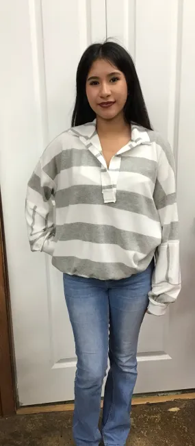 Ivory Striped Sweatshirt