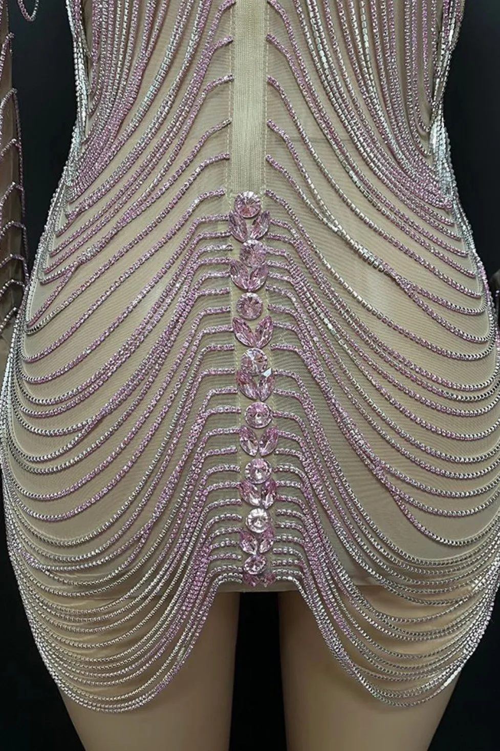 Jessica Bara Amra Crystal Fringe Long Sleeve Mini Dress As Seen On Cindy Prado