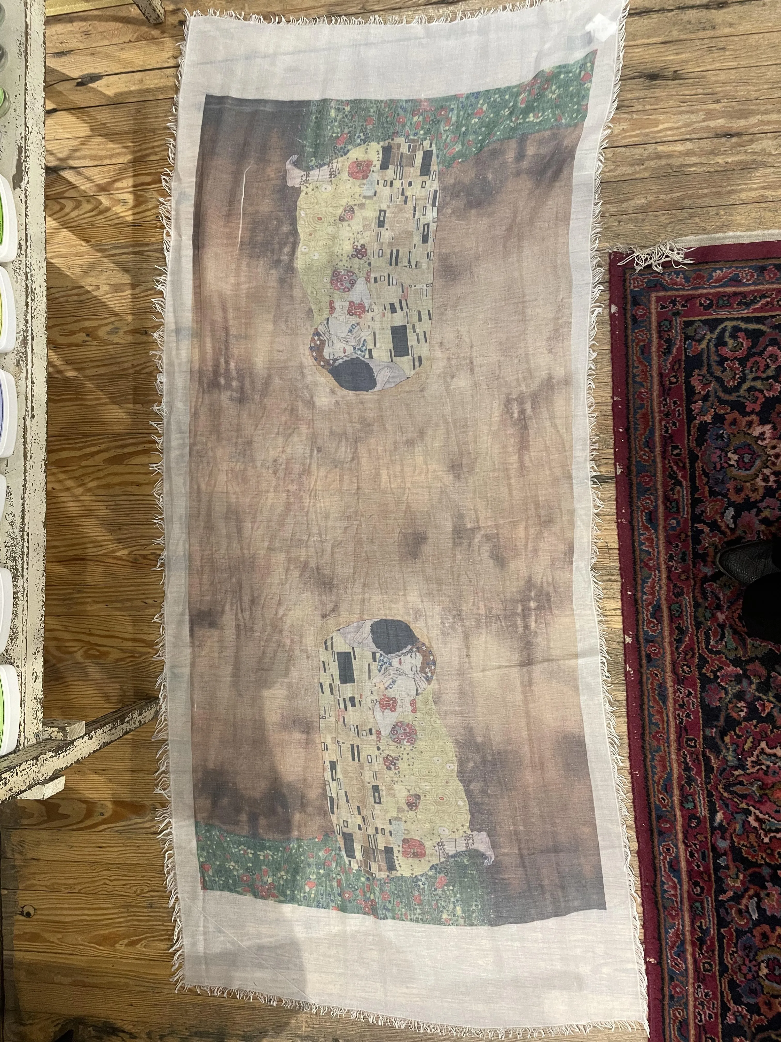 Klimt "The Kiss" Scarf - White