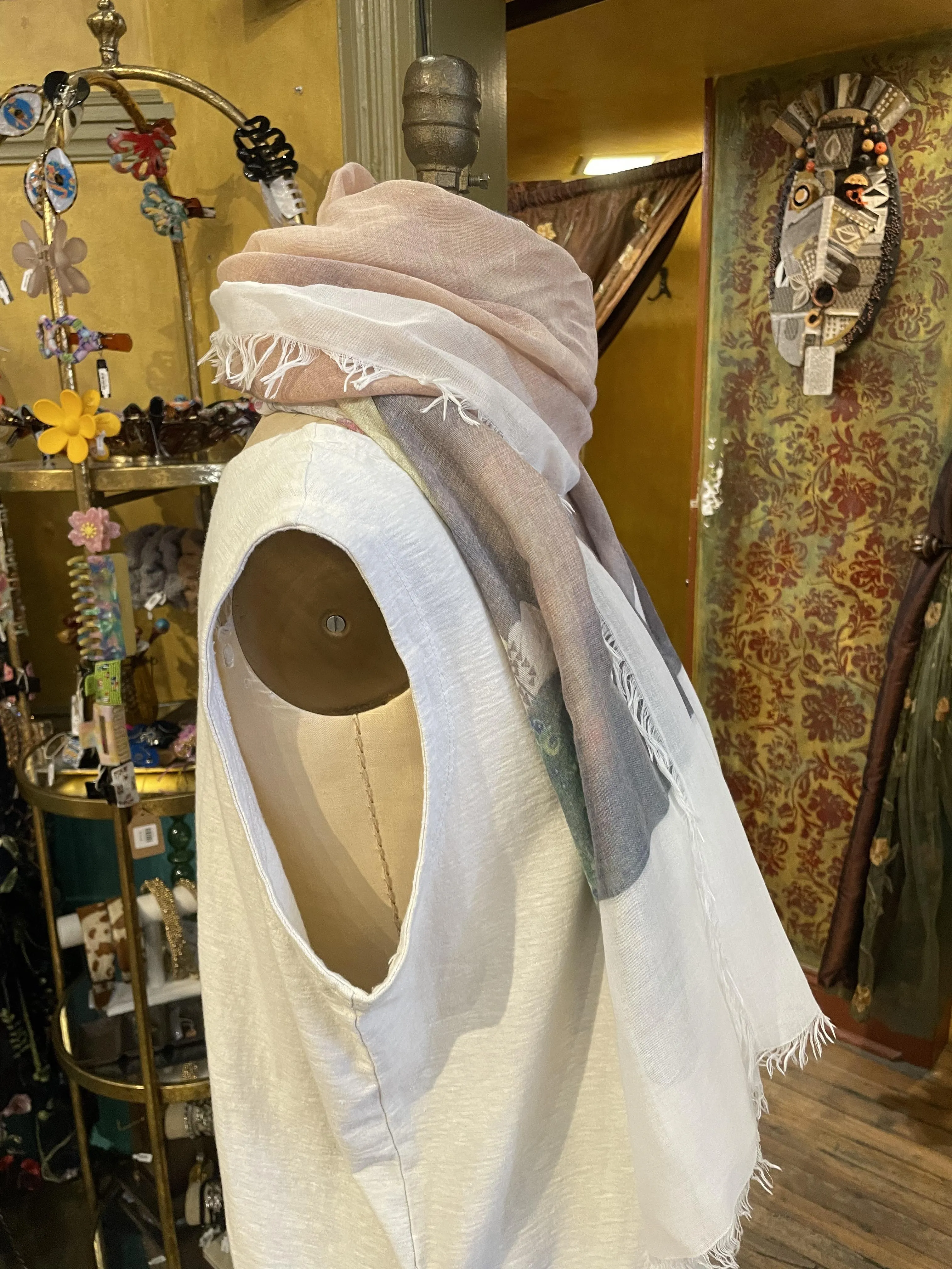 Klimt "The Kiss" Scarf - White