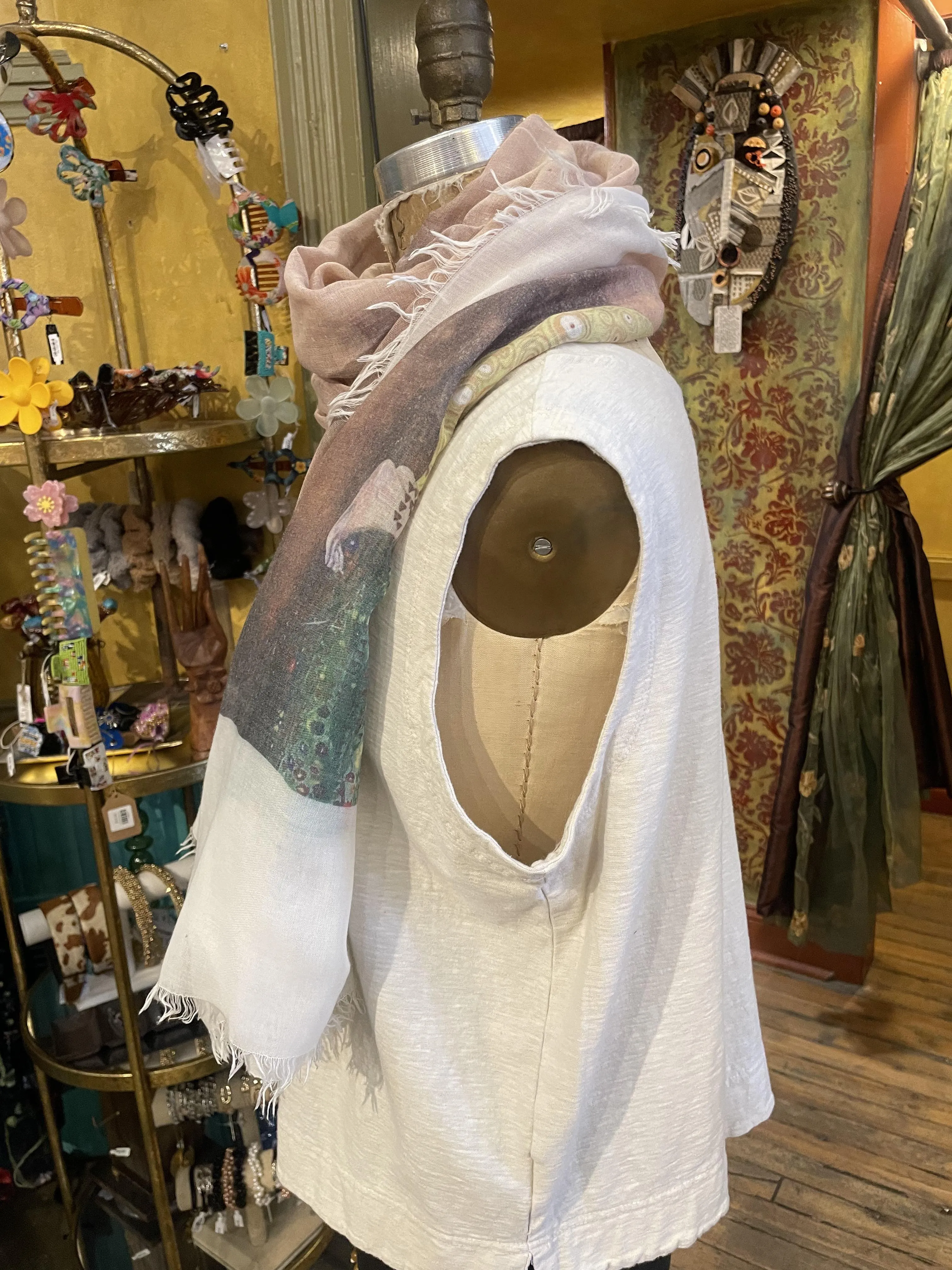 Klimt "The Kiss" Scarf - White