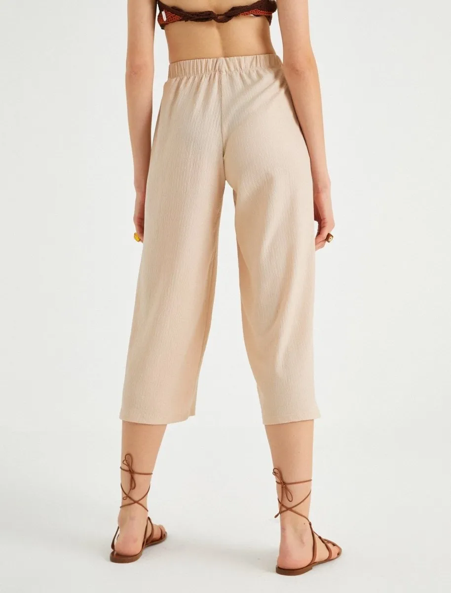 Knit Culotte Pants in Beige