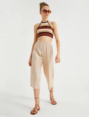 Knit Culotte Pants in Beige
