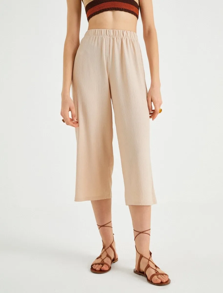 Knit Culotte Pants in Beige