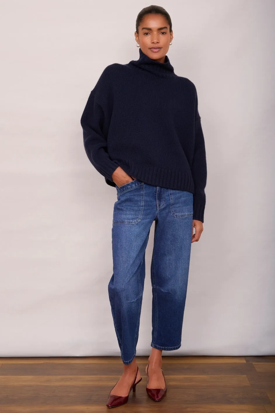 Liana Chunky Funnel Neck Jumper - Midnight