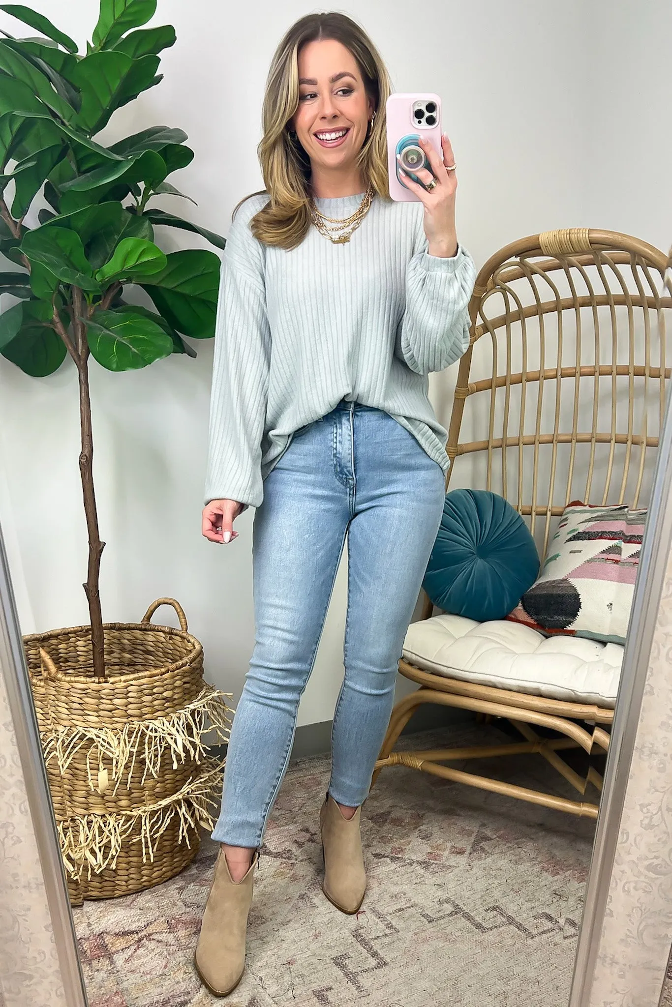 Lindyn Soft Rib Knit Long Sleeve Top - FINAL SALE