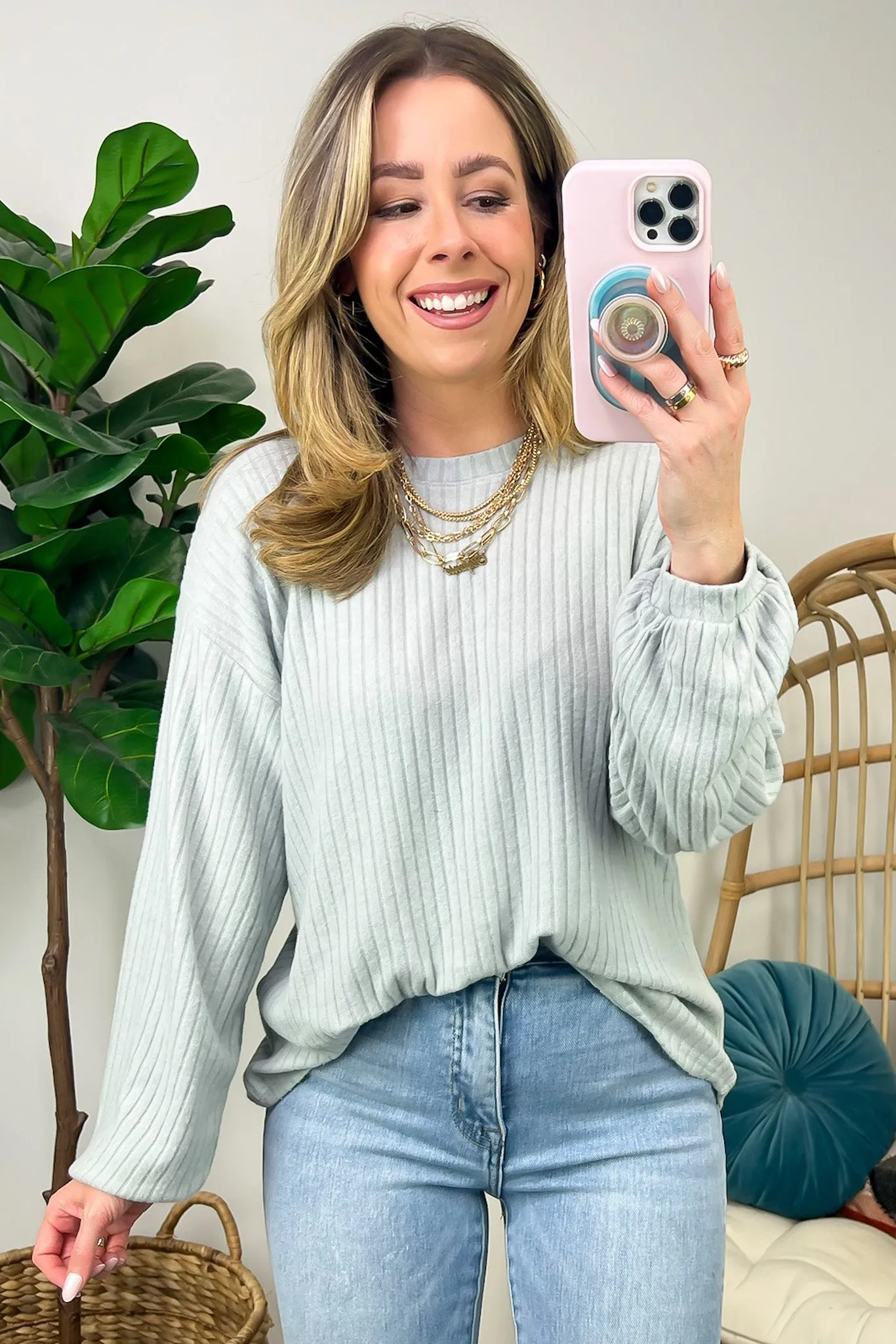 Lindyn Soft Rib Knit Long Sleeve Top - FINAL SALE