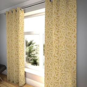 Little Leaf Ochre Yellow Curtains