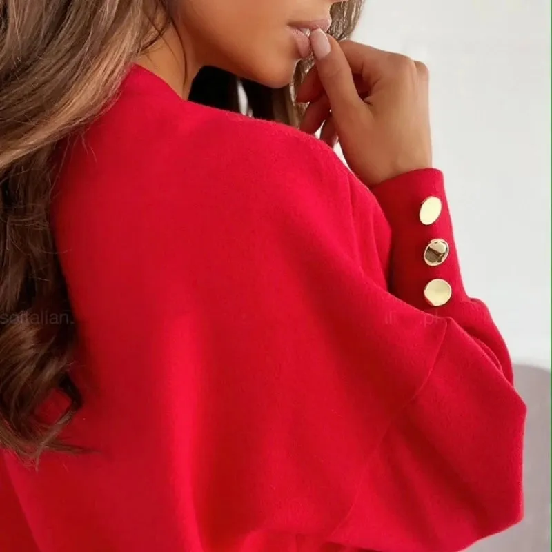 Long Sleeve Knitted Women's V-neck Jumper