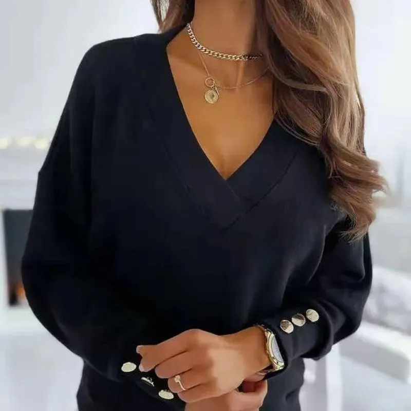 Long Sleeve Knitted Women's V-neck Jumper