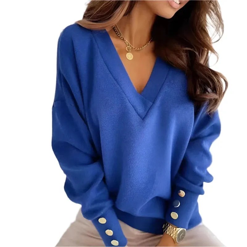Long Sleeve Knitted Women's V-neck Jumper