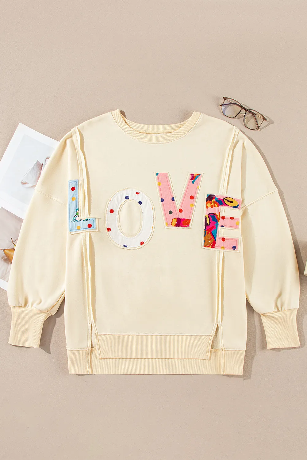 LOVE Patchwork Oversized Sweatshirt