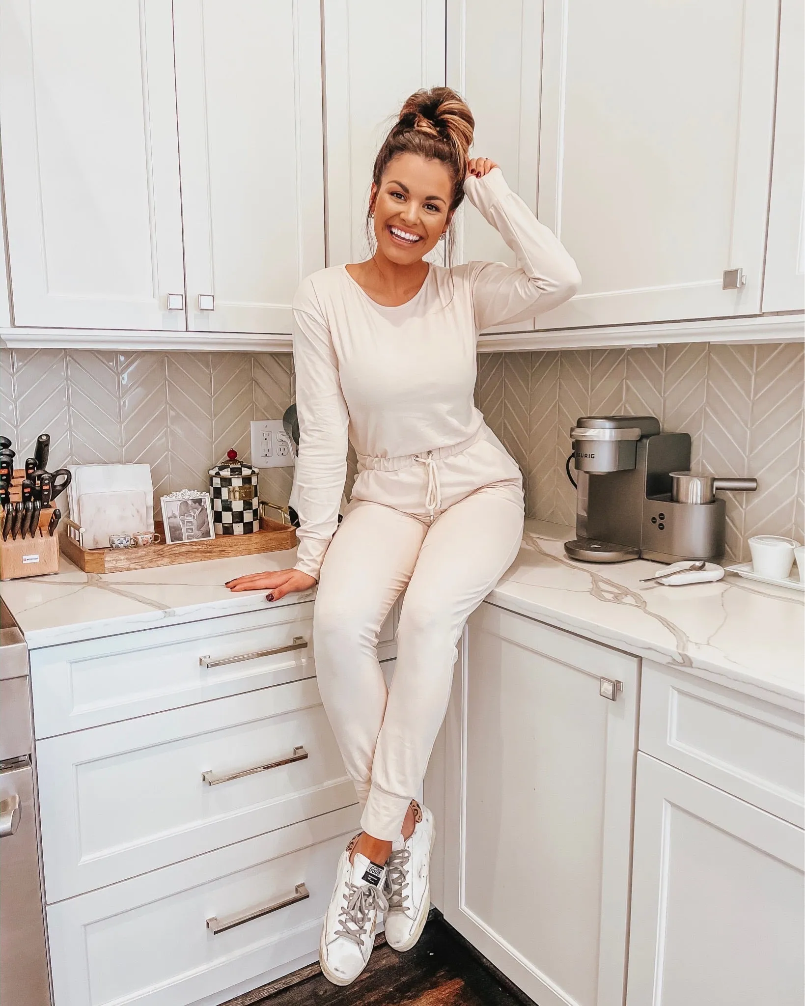 Lovers   Friends Nude Drawstring Waist Lounge Jumpsuit- Size M (sold out online)