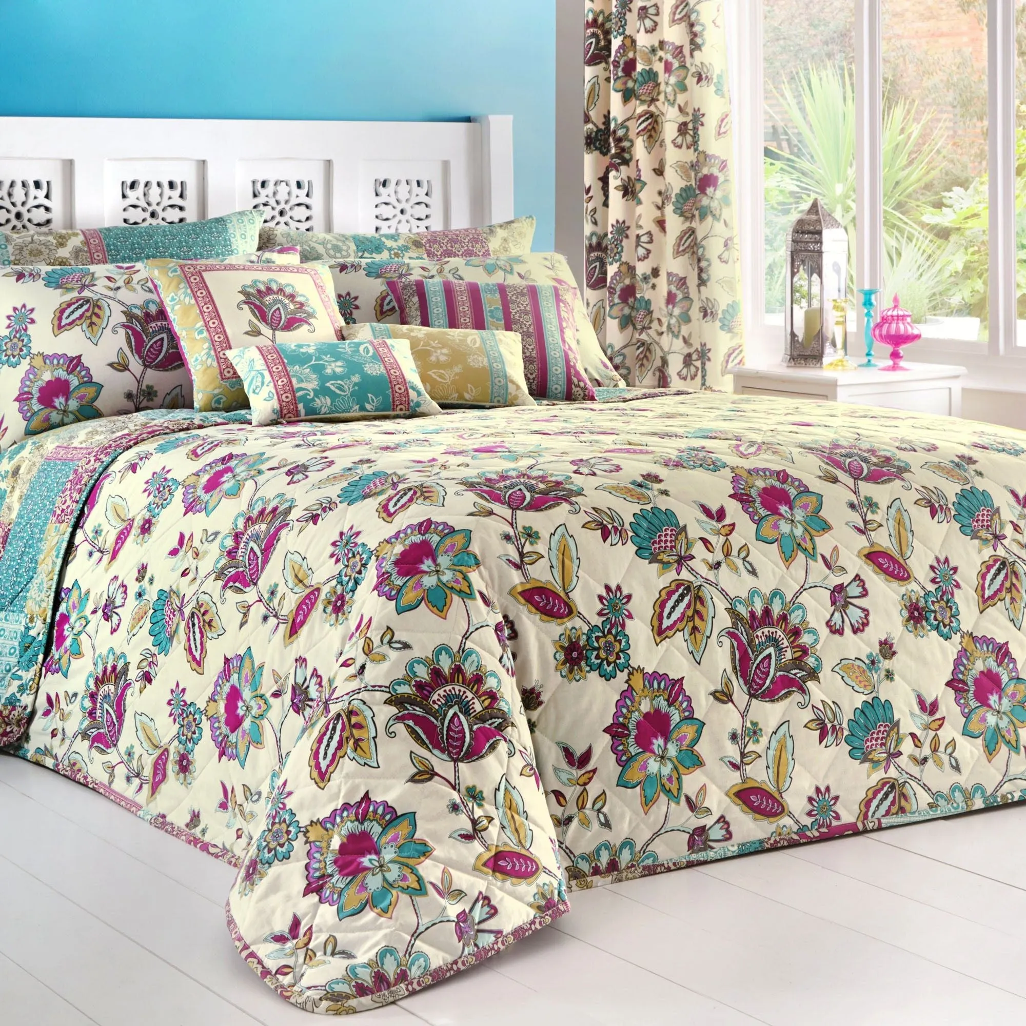 Marinelli Pair of Pencil Pleat Curtains by Dreams & Drapes in Teal