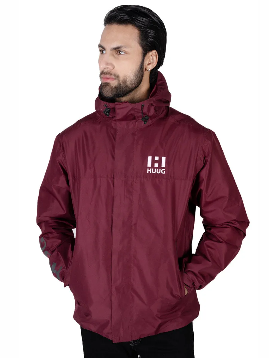 Maroon Hooded Windbreaker Jacket