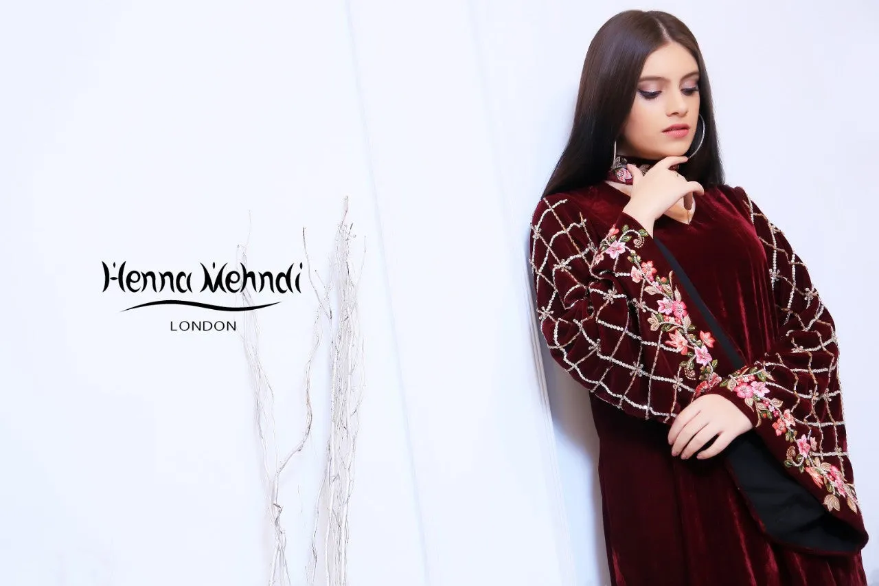 Maroon Velvet Embroidered Outfit