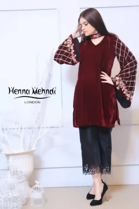 Maroon Velvet Embroidered Outfit