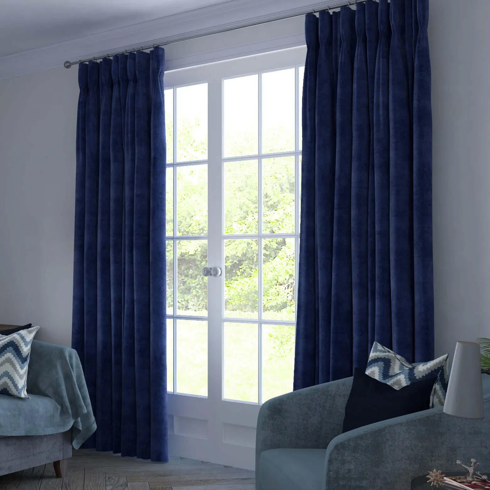Matt Navy Blue Velvet Curtains