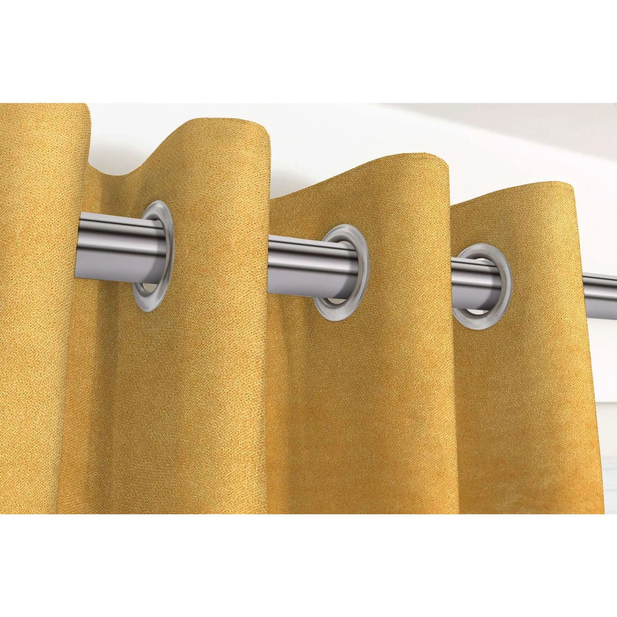 Matt Ochre Yellow Velvet Curtains
