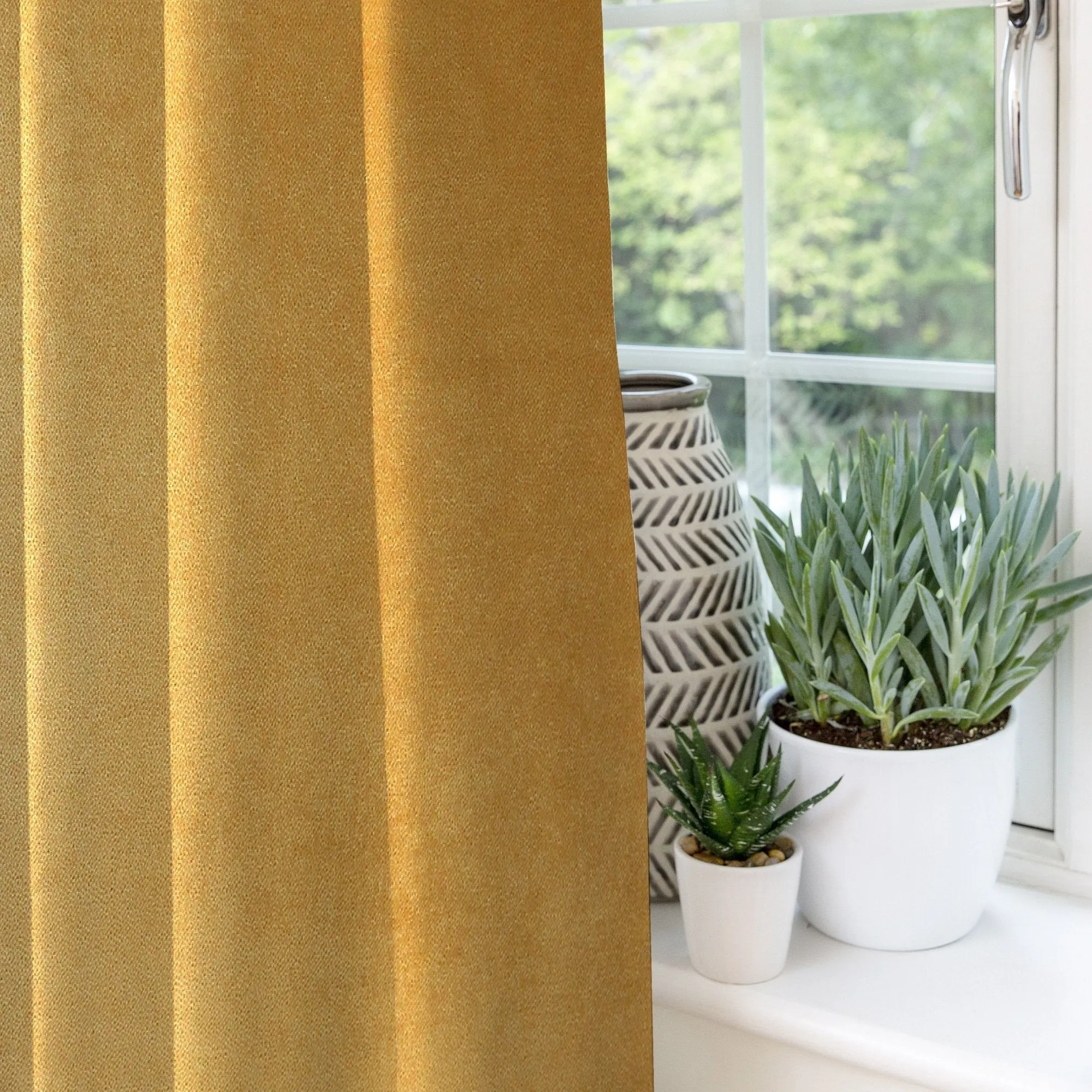 Matt Ochre Yellow Velvet Curtains