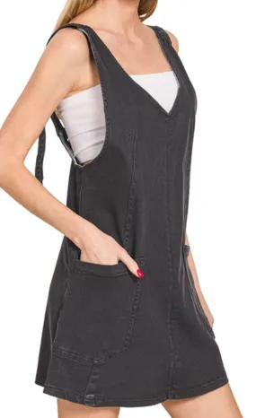 Michelle Overall Dress - Black