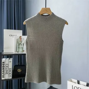Mock Turtleneck Pleated Knit Sweater