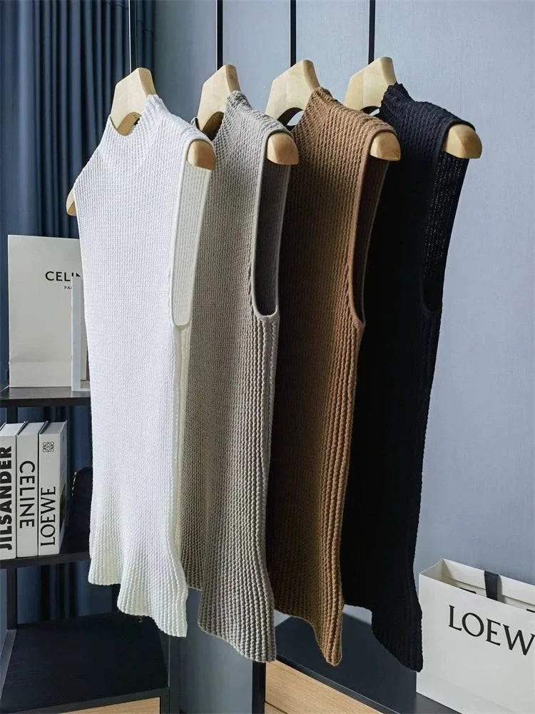 Mock Turtleneck Pleated Knit Sweater