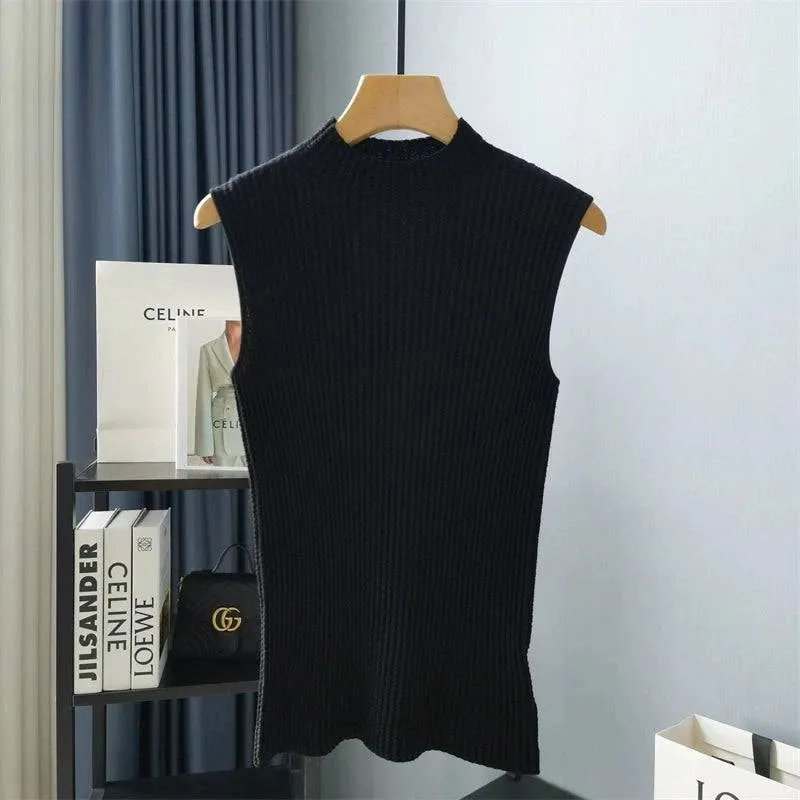 Mock Turtleneck Pleated Knit Sweater