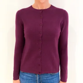 Mulberry Purple Cashmere Crew Neck Cardigan Small