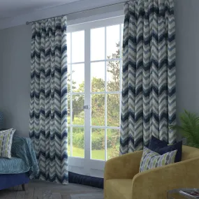 Navajo Navy Blue Striped Curtains