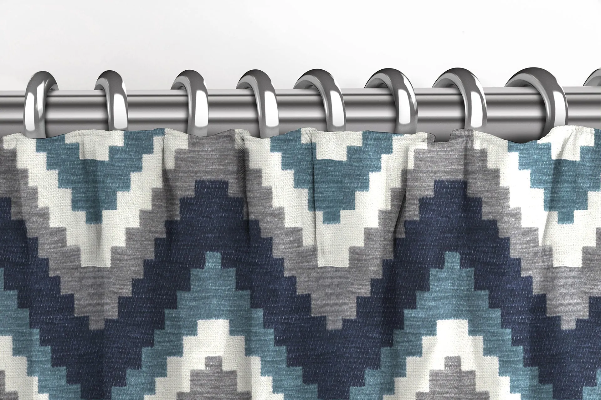 Navajo Navy Blue Striped Curtains