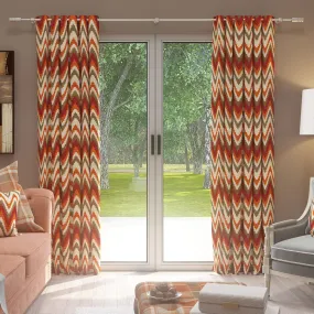 Navajo Red   Burnt Orange Striped Curtains