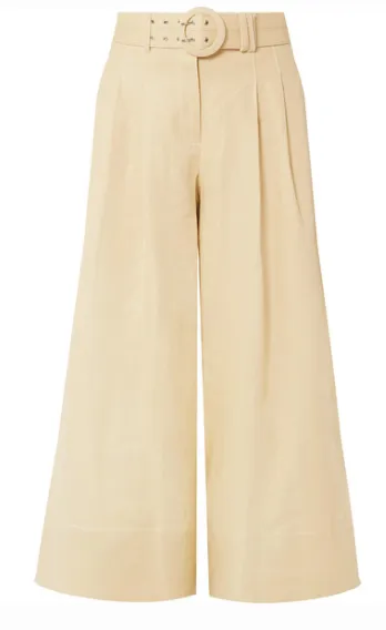 NICHOLAS BELTED CROPPED LINEN CULOTTES