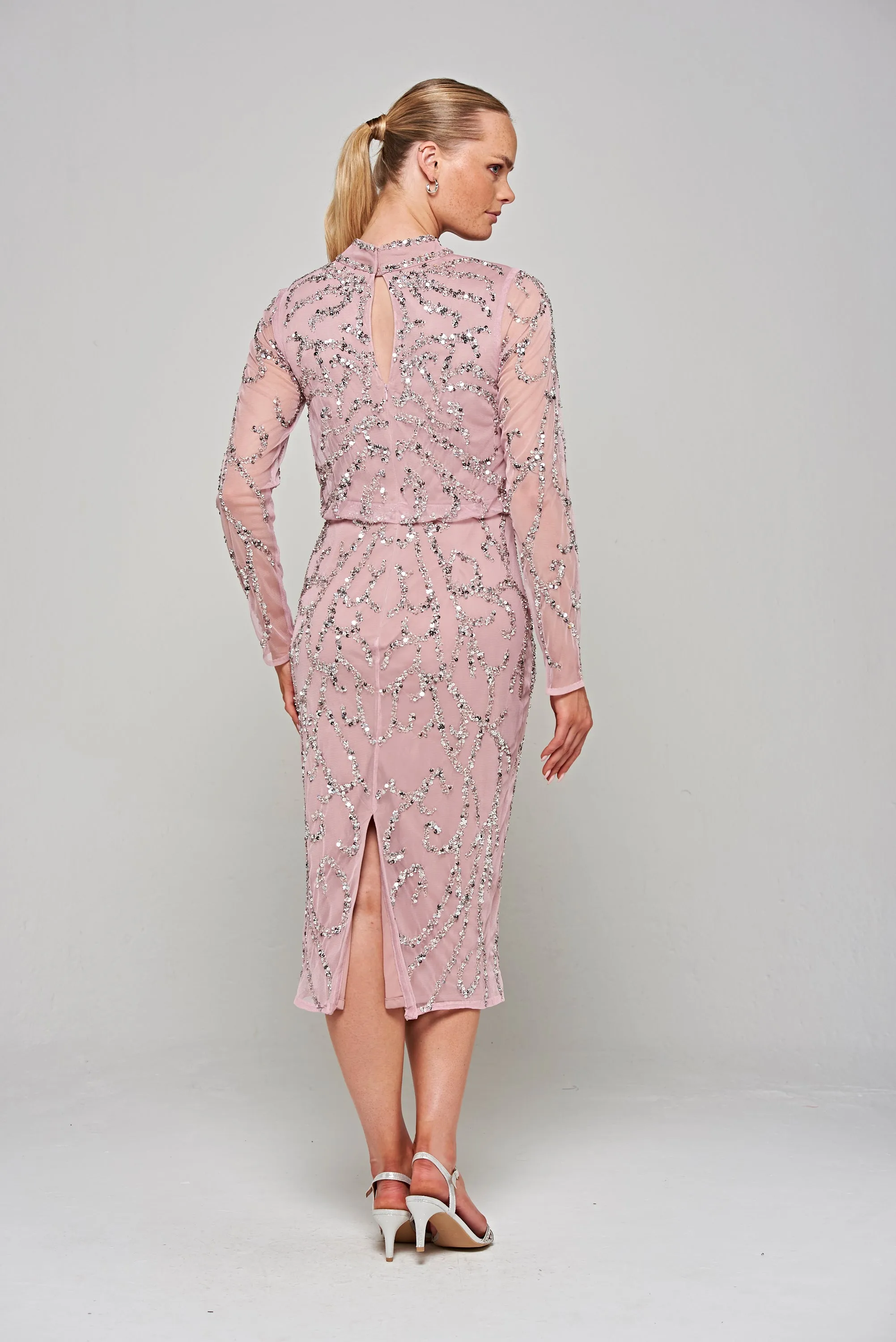 Nicola Lilac Sequin Midi Dress