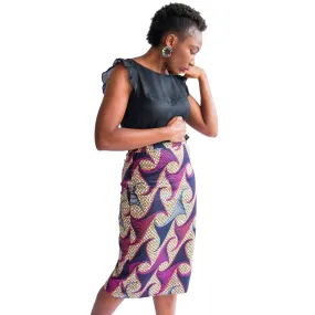 Àníké Pencil Skirt (Navy Blue/Pink)