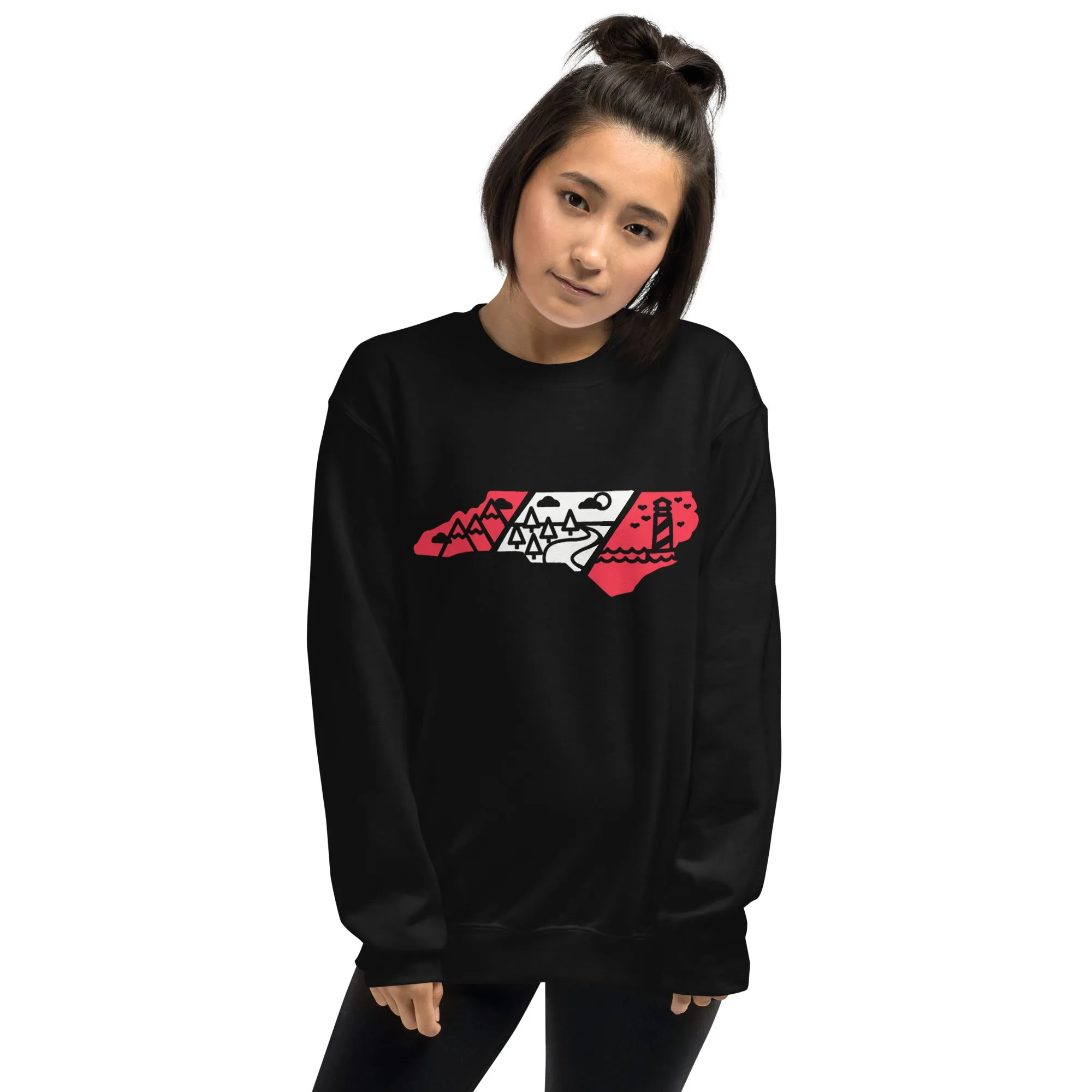North Carolina 3 Regions Red & White Unisex Sweatshirt