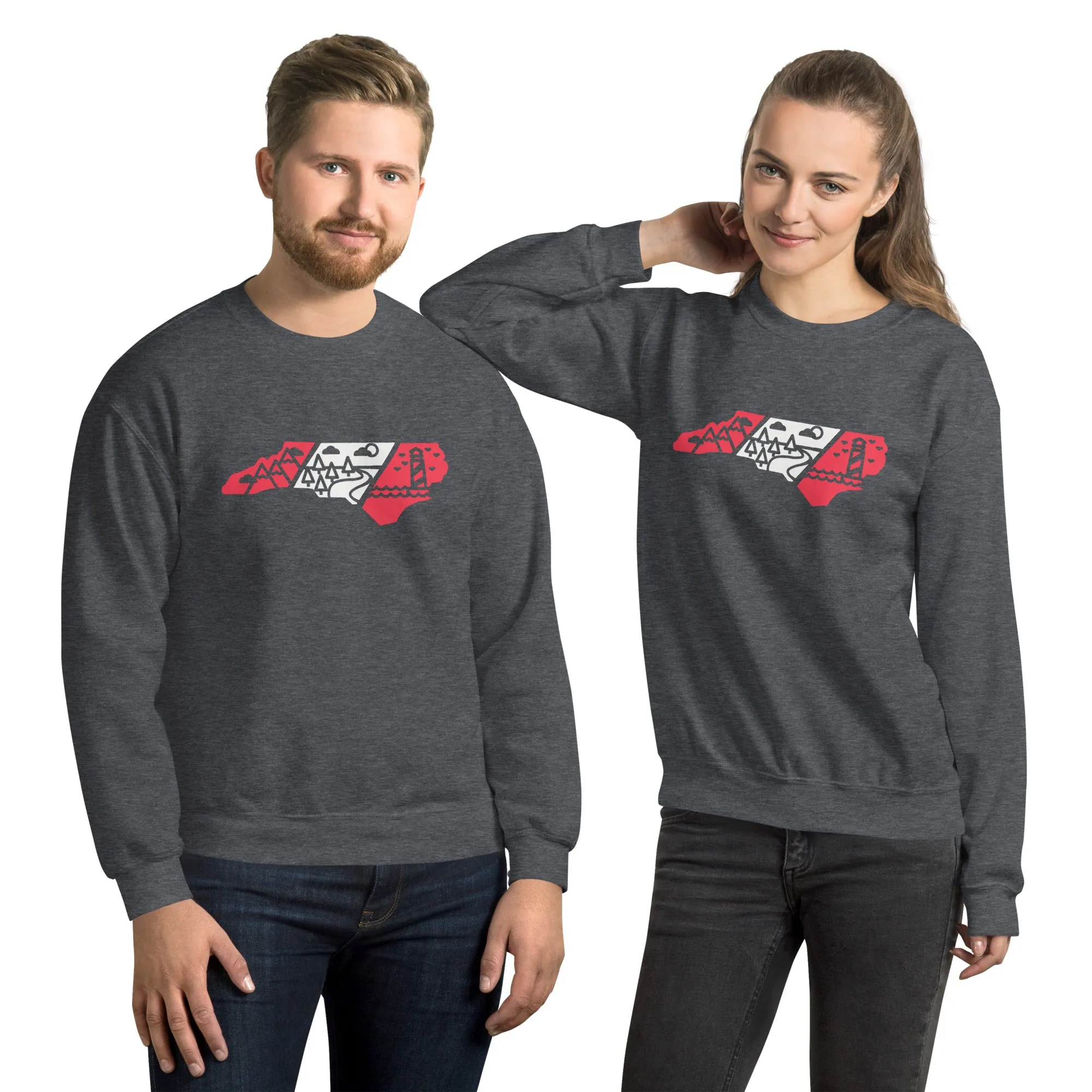 North Carolina 3 Regions Red & White Unisex Sweatshirt