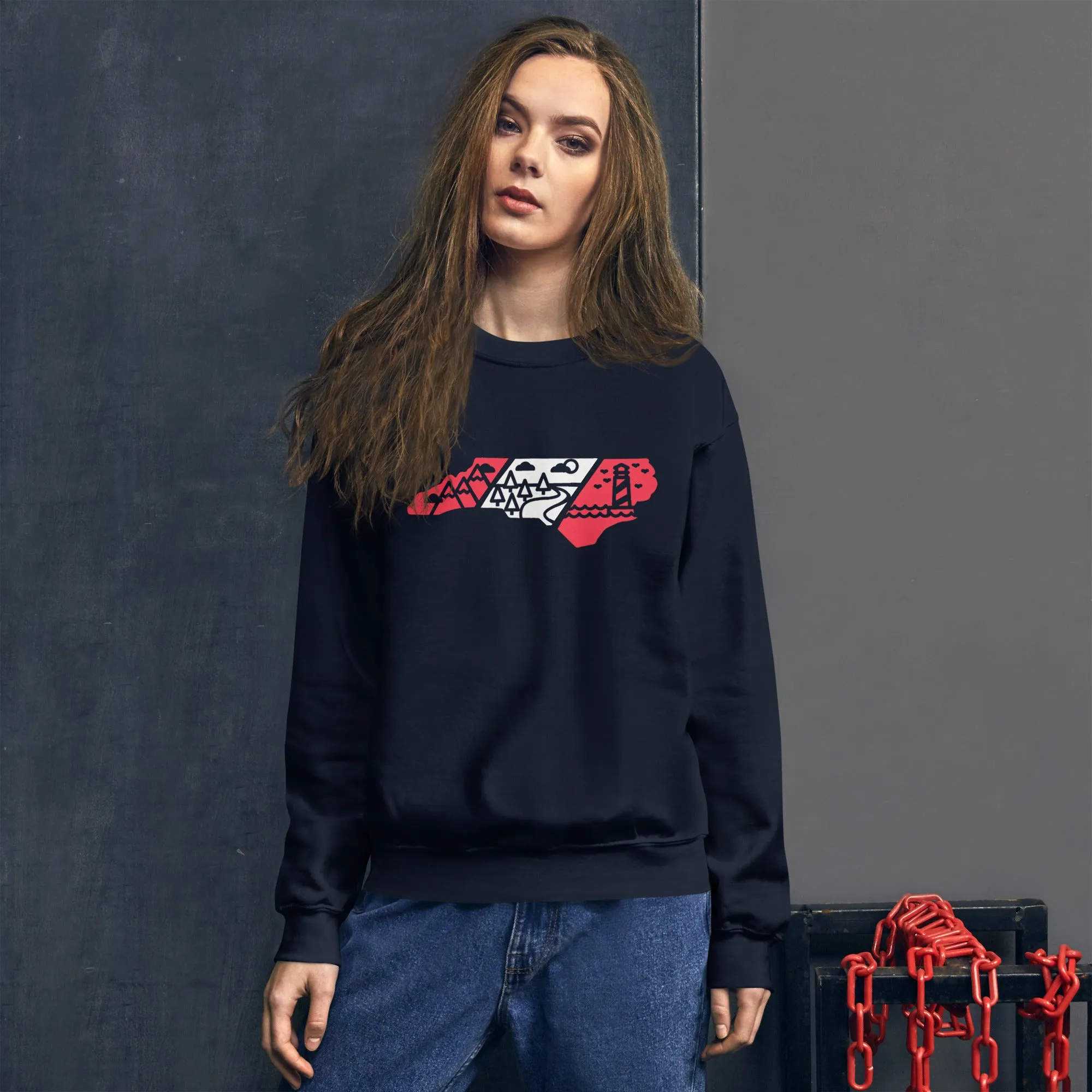 North Carolina 3 Regions Red & White Unisex Sweatshirt